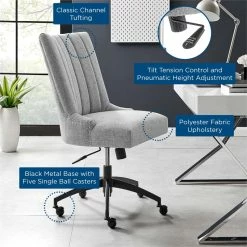 Wholesale 🔔 Modway Empower 21.5" Tufted Fabric Swivel Office Chair In Light Gray/Black 💯 -Deals Writing Desks Store 2633609 7 L