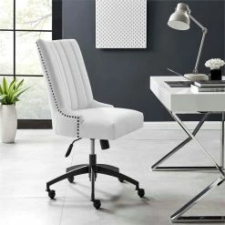 Best Pirce ✔️ Modway Empower 21.5" Tufted Fabric Swivel Office Chair In White/Black 🌟 -Deals Writing Desks Store 2633610 1 L