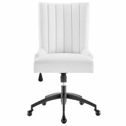 Best Pirce ✔️ Modway Empower 21.5" Tufted Fabric Swivel Office Chair In White/Black 🌟 -Deals Writing Desks Store 2633610 2 L
