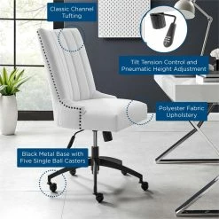 Best Pirce ✔️ Modway Empower 21.5" Tufted Fabric Swivel Office Chair In White/Black 🌟 -Deals Writing Desks Store 2633610 7 L
