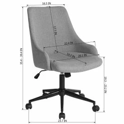 Best Sale 🎁 FurnitureR Grey Upholstered Adjustable High Back Task Chair 🌟 10 Best Sale 🎁 FurnitureR Grey Upholstered Adjustable High Back Task Chair 🌟 -Deals Writing Desks Store 2638535 3 L