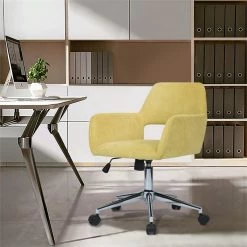 Promo 🎁 FurnitureR Homycasa Yellow Velvet Upholstered Task Chair Swivel Home Office Chair 🤩 16 Promo 🎁 FurnitureR Homycasa Yellow Velvet Upholstered Task Chair Swivel Home Office Chair 🤩 -Deals Writing Desks Store 2642212 1 L