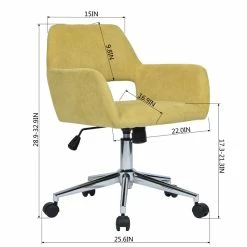 Promo 🎁 FurnitureR Homycasa Yellow Velvet Upholstered Task Chair Swivel Home Office Chair 🤩 17 Promo 🎁 FurnitureR Homycasa Yellow Velvet Upholstered Task Chair Swivel Home Office Chair 🤩 -Deals Writing Desks Store 2642212 3 L