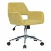 Promo 🎁 FurnitureR Homycasa Yellow Velvet Upholstered Task Chair Swivel Home Office Chair 🤩 -Deals Writing Desks Store 2642212 L