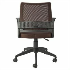 New ⭐ Leick Furniture Mesh Fabric Back Office Chair In Deep Brown Finish 🤩 -Deals Writing Desks Store 452171 1 L