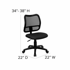 Best Pirce 👍 Flash Furniture Mid Back Mesh Office Swivel Chair With Black Fabric Seat 😉 -Deals Writing Desks Store 454726 4 L
