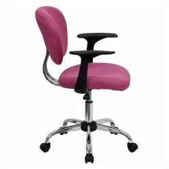 Top 10 🎁 Flash Furniture Mid-Back Mesh Office Swivel Chair With Arms In Pink 👍 -Deals Writing Desks Store 457344 1 L
