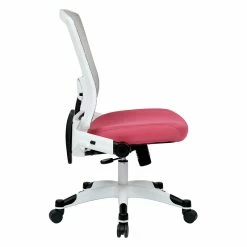 Best Pirce ✔️ Office Star SPACE White Frame Managers Chair Pink Padded Mesh Fabric Seat And Back Flip Arms 🔥 -Deals Writing Desks Store 472675 4 L