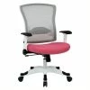 Best Pirce ✔️ Office Star SPACE White Frame Managers Chair Pink Padded Mesh Fabric Seat And Back Flip Arms 🔥 -Deals Writing Desks Store 472675 L