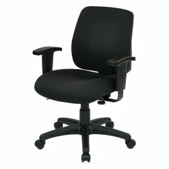 Flash Sale 🥰 Office Star Deluxe Task Office Chair With Ratchet Back Height In Coal Black Fabric ❤️ -Deals Writing Desks Store 472689 3 L