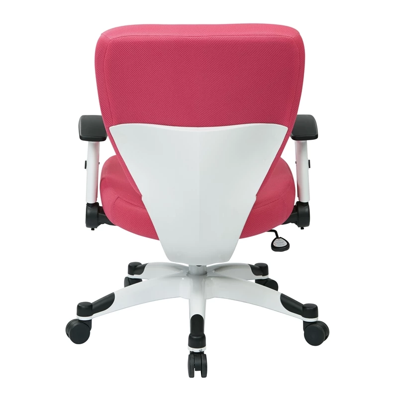 Budget 😀 Office Star White Frame Pink Managers Chair With Mesh Fabric Seat And Back With Flip Arms ✔️ 6 Budget 😀 Office Star White Frame Pink Managers Chair With Mesh Fabric Seat And Back With Flip Arms ✔️ - Image 4