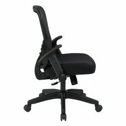 Flash Sale 👍 Office Star SpaceGrid Back Office Chair With Flip Arms In Black Fabric ✨ -Deals Writing Desks Store 472708 4 L