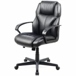 Flash Sale ❤️ CorLiving Faux Leather Managerial Office Chair In Black 😀 -Deals Writing Desks Store 503363 2 L