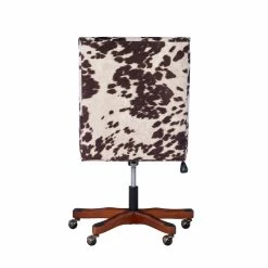 Outlet 🧨 Linon Draper Wood Upholstered Office Chair In Brown Cow Print 👏 -Deals Writing Desks Store 638245 13 L