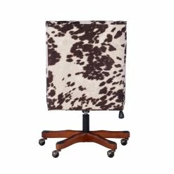 Outlet 🧨 Linon Draper Wood Upholstered Office Chair In Brown Cow Print 👏 -Deals Writing Desks Store 638245 8 L
